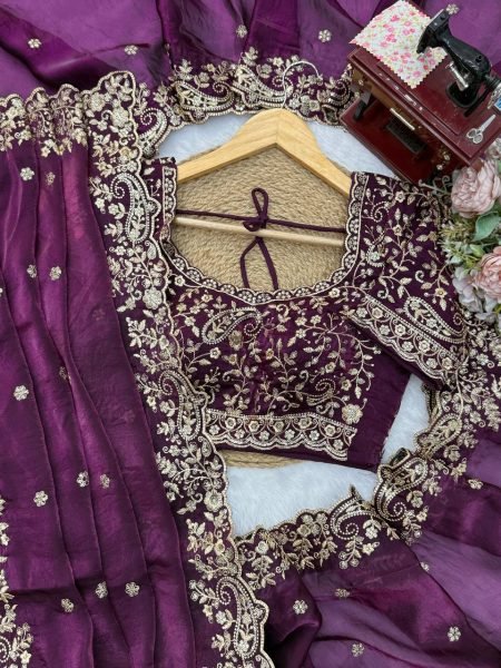 Upscale Wine Heavy Fendy Silk Saree with Sequin Embroidery Work at Manufacturer  Silk Sarees Wholesale