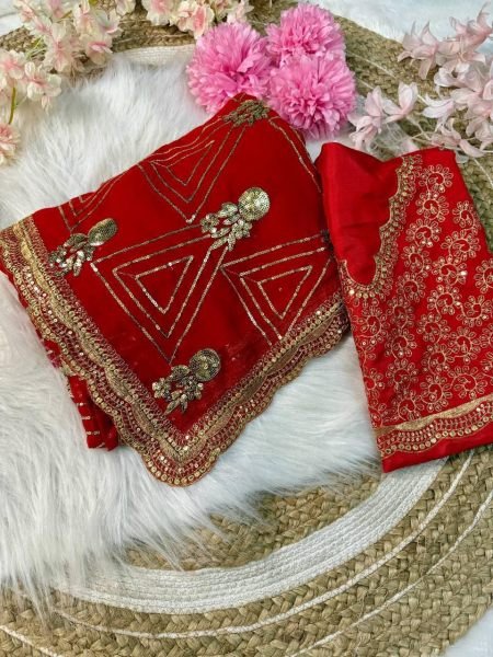 Urvashi Rautela in Glam Red Georgette Saree  Zari  & Sequin Bridal Look Bollywood Fancy Sarees Wholesale