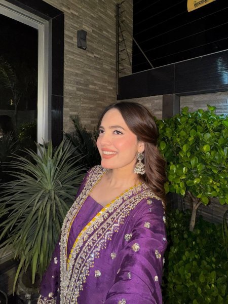 V Neck Purple Embroidered Chinon Straight Cut Suit Wholesale Rate Ready To Wear Collection