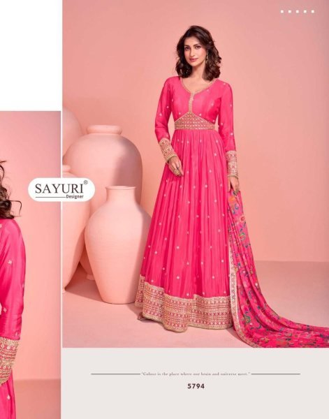 Vartika Singh Chinon Silk Fabric Luminous Readymade Gown With Dupatta In Orange Color Full Set Salwar Kameez