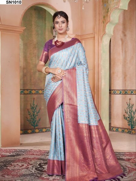 Velvet Shine Kanchi Silk Saree Designer Zari Border & Lustrous Drape Banarasi Saree Wholesale