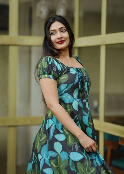 Versatile Black Blue Green Abstract Floral A Line Dress for Women Western Ladies Top Wholesale