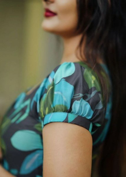 Versatile Black Blue Green Abstract Floral A Line Dress for Women Western Ladies Top Wholesale