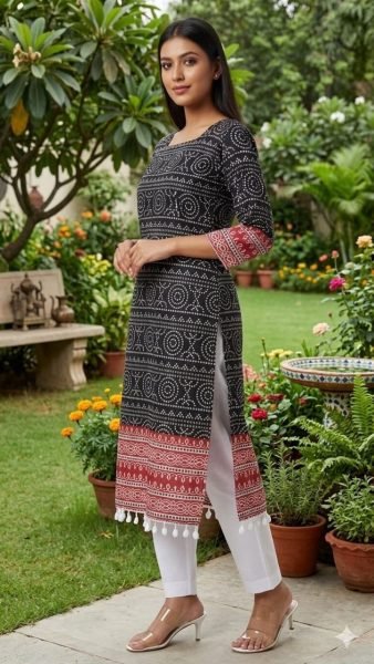 Versatile Black Cotton Digital Printed Kurti Pant Set for Summer Fashion at Manufacturer Rate Printed Kurtis