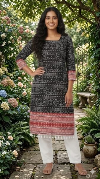 Versatile Black Cotton Digital Printed Kurti Pant Set for Summer Fashion at Manufacturer Rate Printed Kurtis