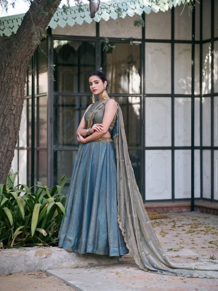 Versatile Blue Fendi Silk Sequins And Thread Embroidery Lehenga Choli Set  Lehenga