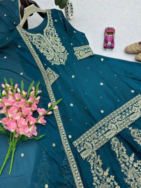 Versatile Chinon Silk Full Stitched Partywear Outfit At Best Price Ready To Wear Collection