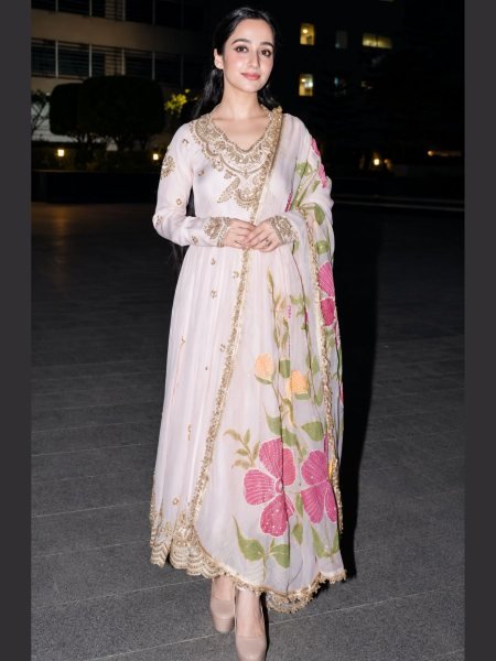 Versatile Cram Fox Georgette Gown Pant Set with Sequins Embroidery Dupatta Ready To Wear Suit