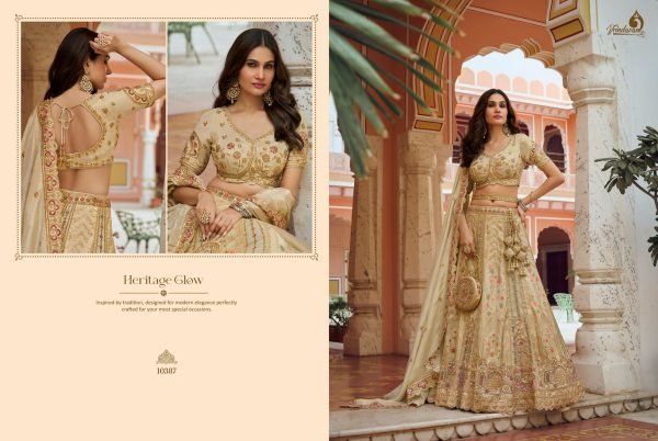 Versatile Cream Bridal Lehenga Choli with Banarasi Silk Lehenga and Zari Silk Blouse at Manufacturer  Bridal Lehenga Choli
