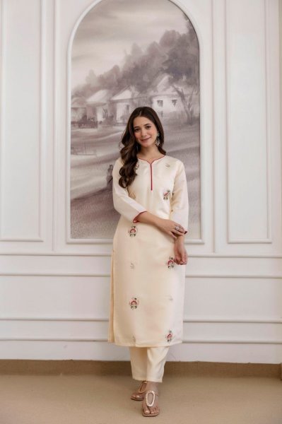 Versatile Embroidered Chanderi Silk Kurta Pant with Heavy Work Dupatta for Daily Wear  Straight Cut Long Kurtis