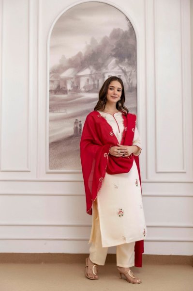 Versatile Embroidered Chanderi Silk Kurta Pant with Heavy Work Dupatta for Daily Wear  Straight Cut Long Kurtis