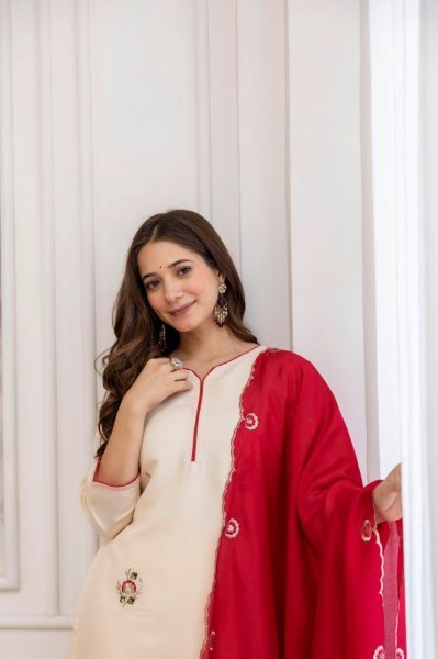 Versatile Embroidered Chanderi Silk Kurta Pant with Heavy Work Dupatta for Daily Wear  Straight Cut Long Kurtis