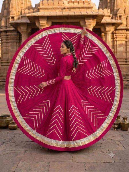 Versatile Hot Pink Boutique Style Rayon Cotton Lehenga with Heavy Lampi Border  Lehenga