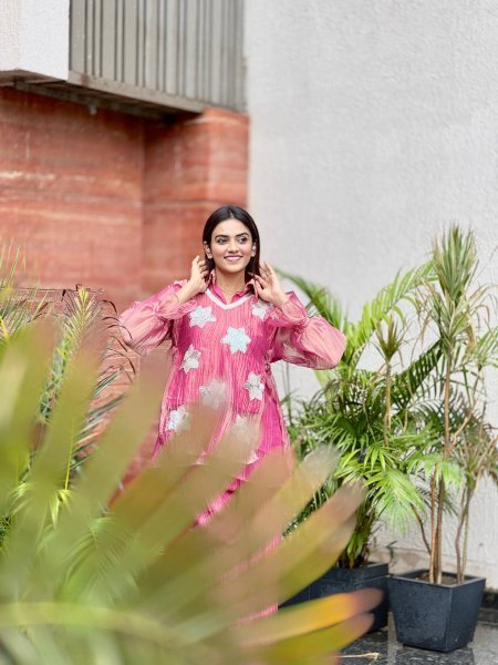 Versatile Hot Pink Designer Rich Salsa Matching Top and Palazzo Set For Rakhi CO ORD Sets
