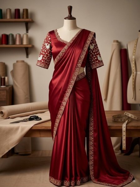 Versatile Maroon Sequence Embroidered Rangoli Saree With Unstitch Blouse Sarees 