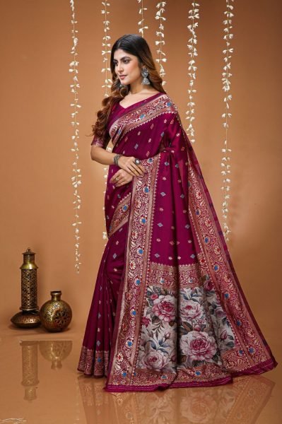 Versatile Maroon Soft Silk Saree with Rich Pallu for Women Party Wear Silk Sarees Wholesale