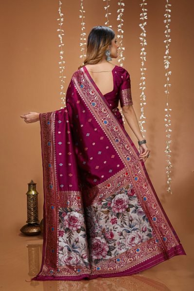 Versatile Maroon Soft Silk Saree with Rich Pallu for Women Party Wear Silk Sarees Wholesale