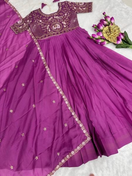 Versatile Pink Designer Kids Gown with Hand Work and Heavy Embroidery For Wedding Wear Girls Wear