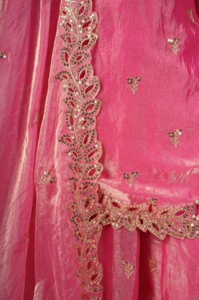 Versatile Pink Fendy Silk Sharara Suit with Sequin Embroidery and Boring Work Ready To Wear Collection