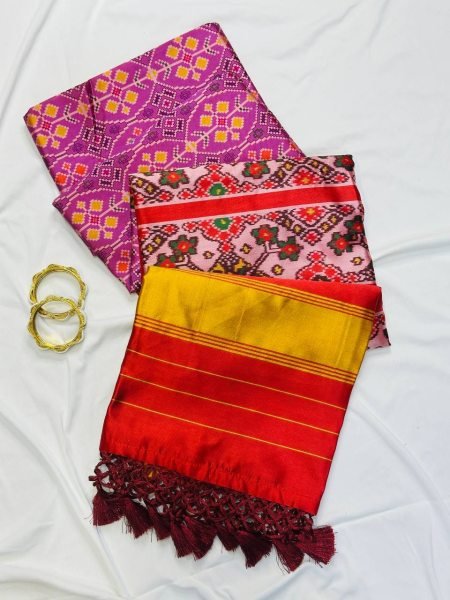 Versatile Pink Festive Wear Patola Silk Double Ikkat Saree with Lagadi Pallu For Manufacturers Rate Patola Silk Sarees Wholesale