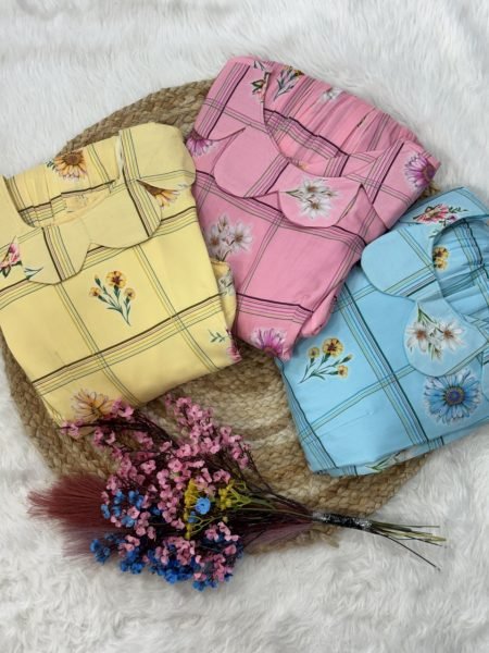 Versatile Pink Silk Kurti with Gingham Print and Puff Sleeves Western Ladies Top Wholesale