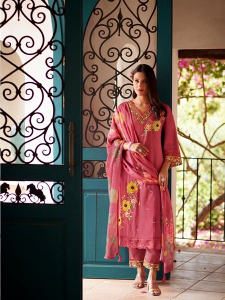 Versatile Pink Pure Cotton Kurti Pant Set with Organza Tabby Dupatta and Digital Print Design Salwar Kameez