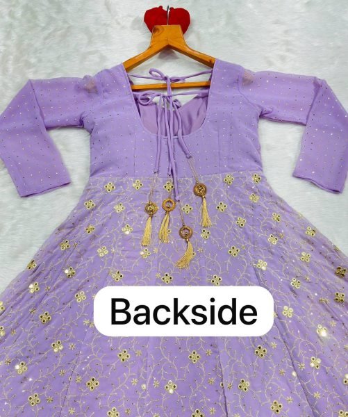 Versatile Purple Faux Blooming Anarkali Suit Set with Heavy Sequins and Zari Embroidery Ready To Wear Collection