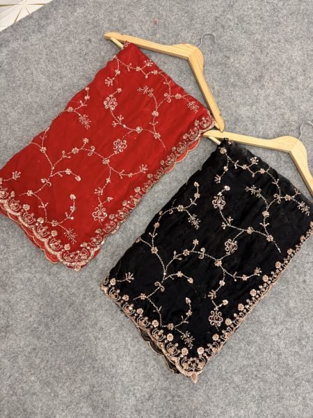 Versatile Red Designer Space Silk Saree with Beads and Cut Dana Embroidery For Wedding Silk Sarees Wholesale