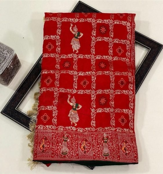 Versatile Red Party Wear Pure Dhola Silk Saree with All Over Meenakari Jaal Weaving Silk Sarees Wholesale