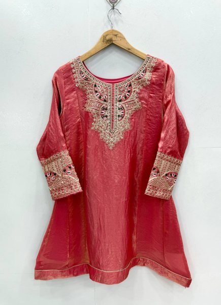 Versatile Rose Fendy Silk Kurta With Embroidery Sleeves For Women Ready To Wear Collection