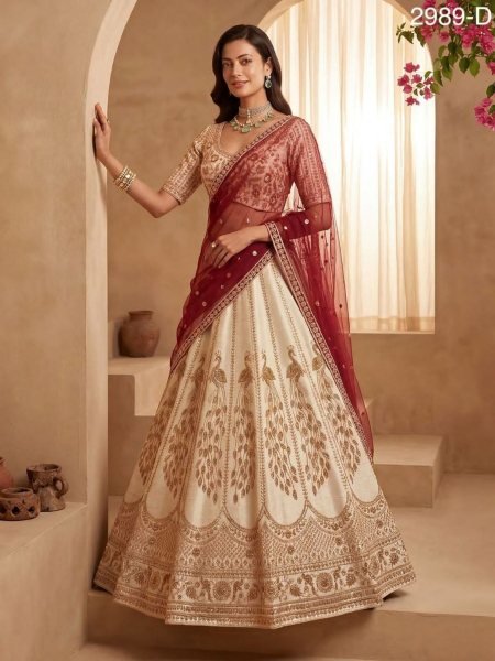 Versatile White Designer Lehenga with Crystal Work for Reception Wear  Lehenga