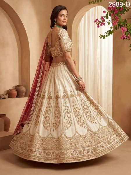 Versatile White Designer Lehenga with Crystal Work for Reception Wear Bridal Lehenga Choli