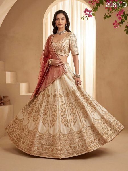 Versatile White Designer Lehenga with Crystal Work for Reception Wear Bridal Lehenga Choli