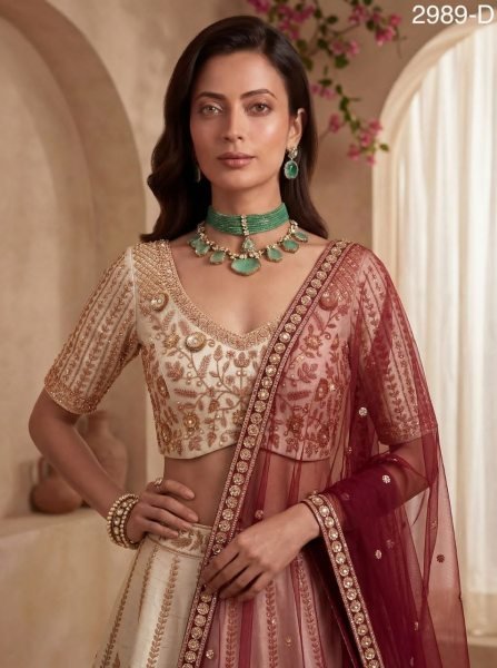 Versatile White Designer Lehenga with Crystal Work for Reception Wear Bridal Lehenga Choli