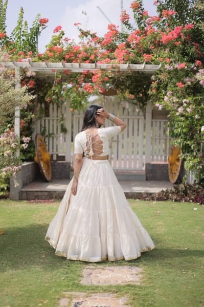Versatile White Kora Cotton Lehenga Choli with Traditional Kutchi Patchwork Blouse Navratri Lehnega Choli