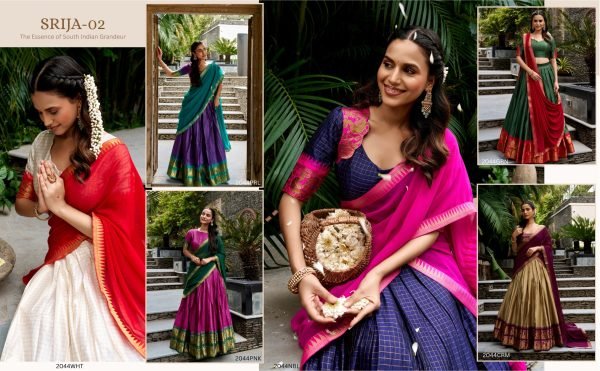 Versatile White Red South Style Poly Cotton Lehenga with 4 Meter Flair at Manufacturer  Half Saree Lehenga