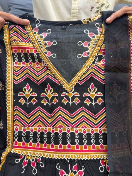 Vibrant Black Designer Cotton Anarkali Dress for Festive and Casual Wear Anarkali Kurtis 