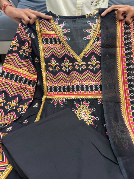 Vibrant Black Designer Cotton Anarkali Dress for Festive and Casual Wear Anarkali Kurtis 