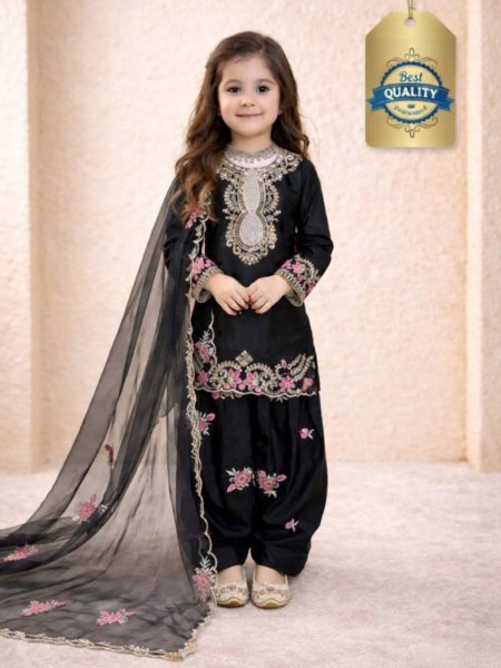 Vibrant Black Girls Festive Wear Crepe Suit with Sequins Work Kurtis