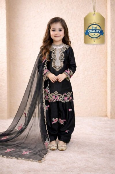 Vibrant Black Girls Festive Wear Crepe Suit with Sequins Work Girls Wear