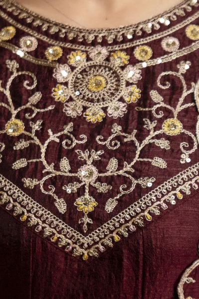 Vibrant Brown Embroidered Anarkali Kurti Pant Dupatta Set for Party Wear Anarkali Kurtis 