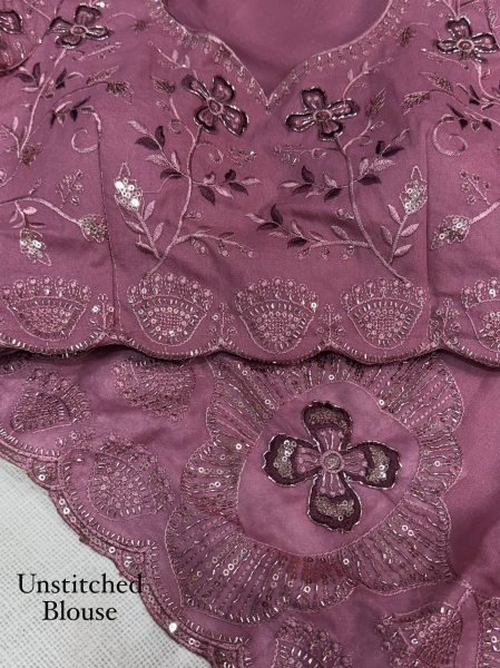 Vibrant Dusty Pink Star Georgette Saree with All Over Beads  Sequins and Thread Work For Wedding Georgette Sarees Wholesale
