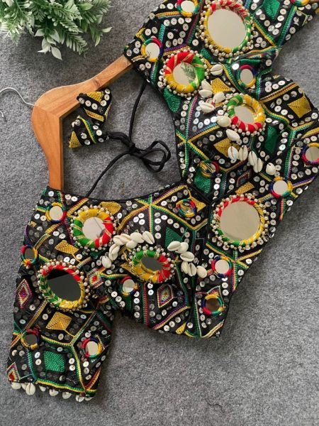 Vibrant Festival Blouse with Real Mirror & Kaudi Work Navratri Showstopper Blouse Collection