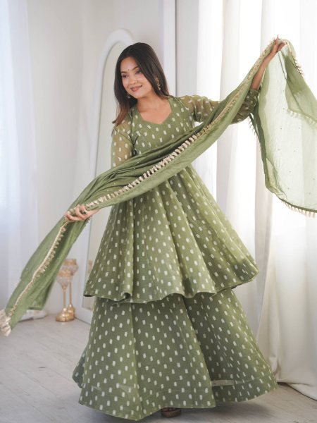 Vibrant Green Sharara Set with Dupatta for Wedding and Party Wear Ready To Wear Suit