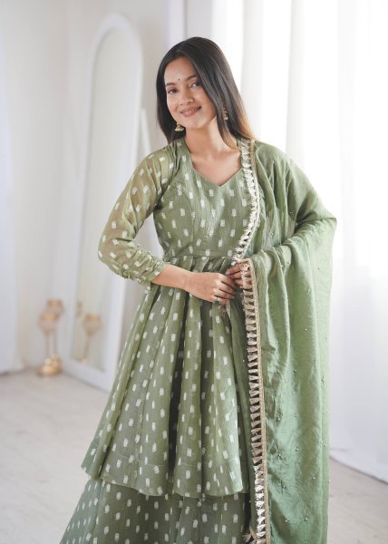 Vibrant Green Sharara Set with Dupatta for Wedding and Party Wear Ready To Wear Collection
