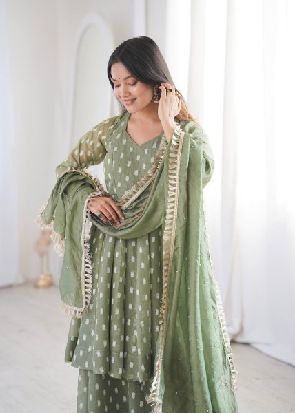 Vibrant Green Sharara Set with Dupatta for Wedding and Party Wear Ready To Wear Collection