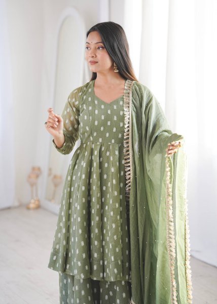 Vibrant Green Sharara Set with Dupatta for Wedding and Party Wear Ready To Wear Collection