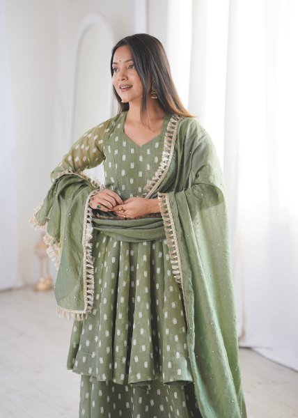 Vibrant Green Sharara Set with Dupatta for Wedding and Party Wear Ready To Wear Collection