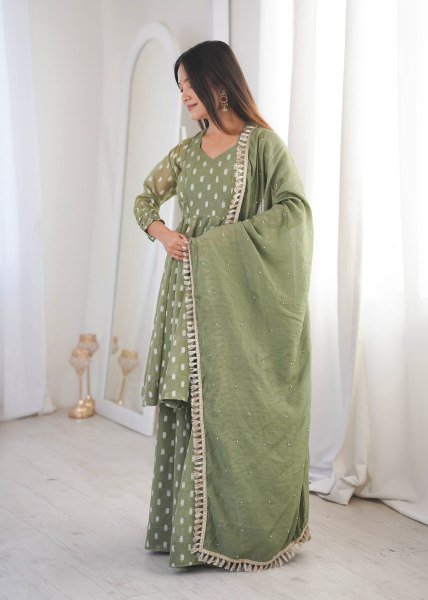 Vibrant Green Sharara Set with Dupatta for Wedding and Party Wear Ready To Wear Collection