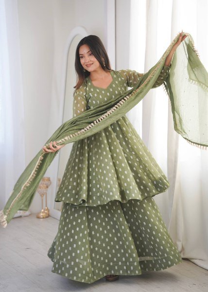 Vibrant Green Sharara Set with Dupatta for Wedding and Party Wear Ready To Wear Collection